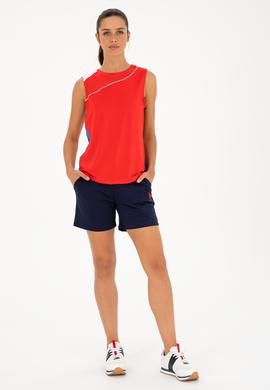 Kadın Kırmızı Kolsuz Bisiklet Yaka Tişört - 50284345015