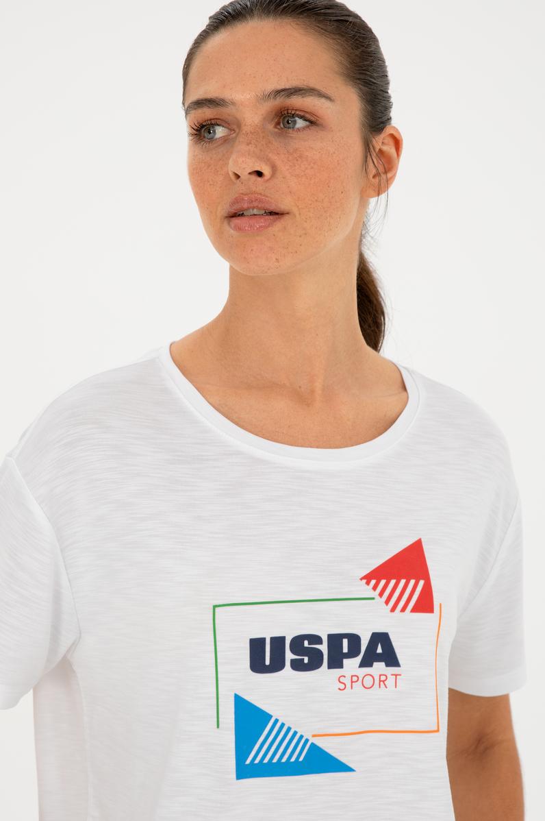 Kadın Beyaz Bisiklet Yaka Tişört