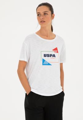 Kadın Beyaz Bisiklet Yaka Tişört - 50284350006