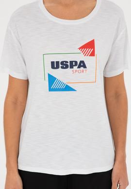 Kadın Beyaz Bisiklet Yaka Tişört - 50284350006