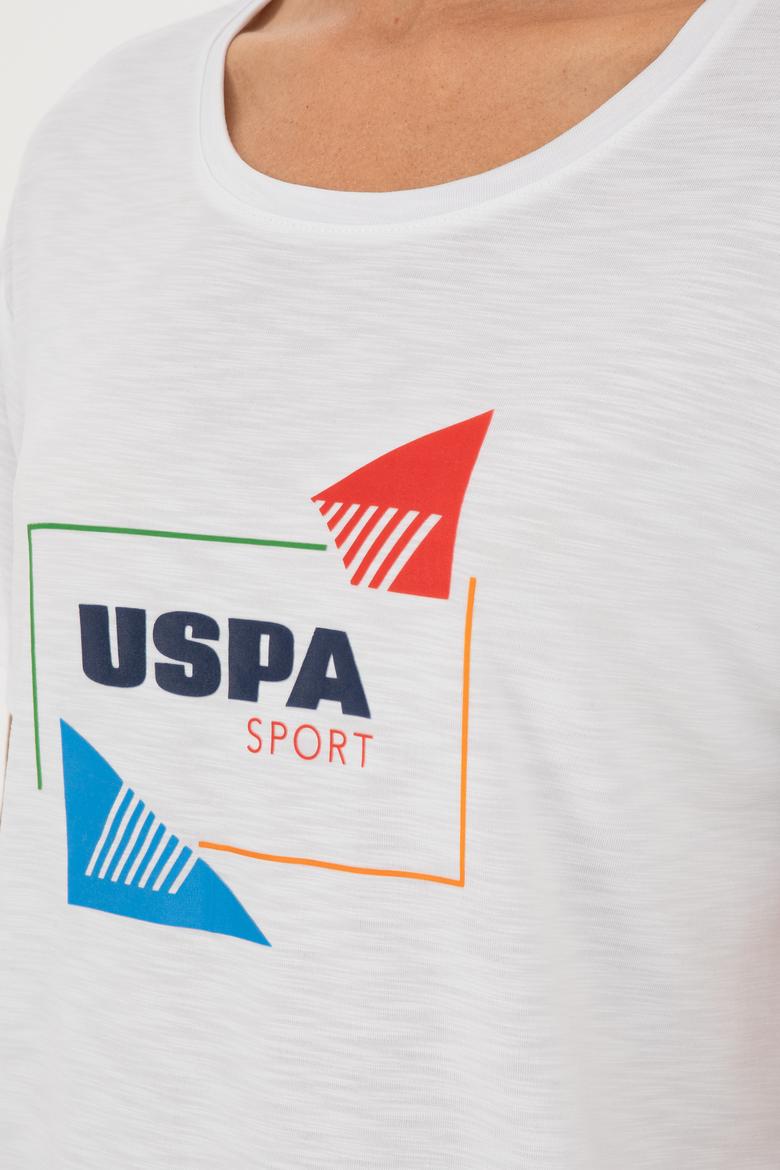 Kadın Beyaz Bisiklet Yaka Tişört - 50284350006