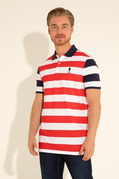 Erkek Regular Fit Polo Yaka Kırmızı Tişört