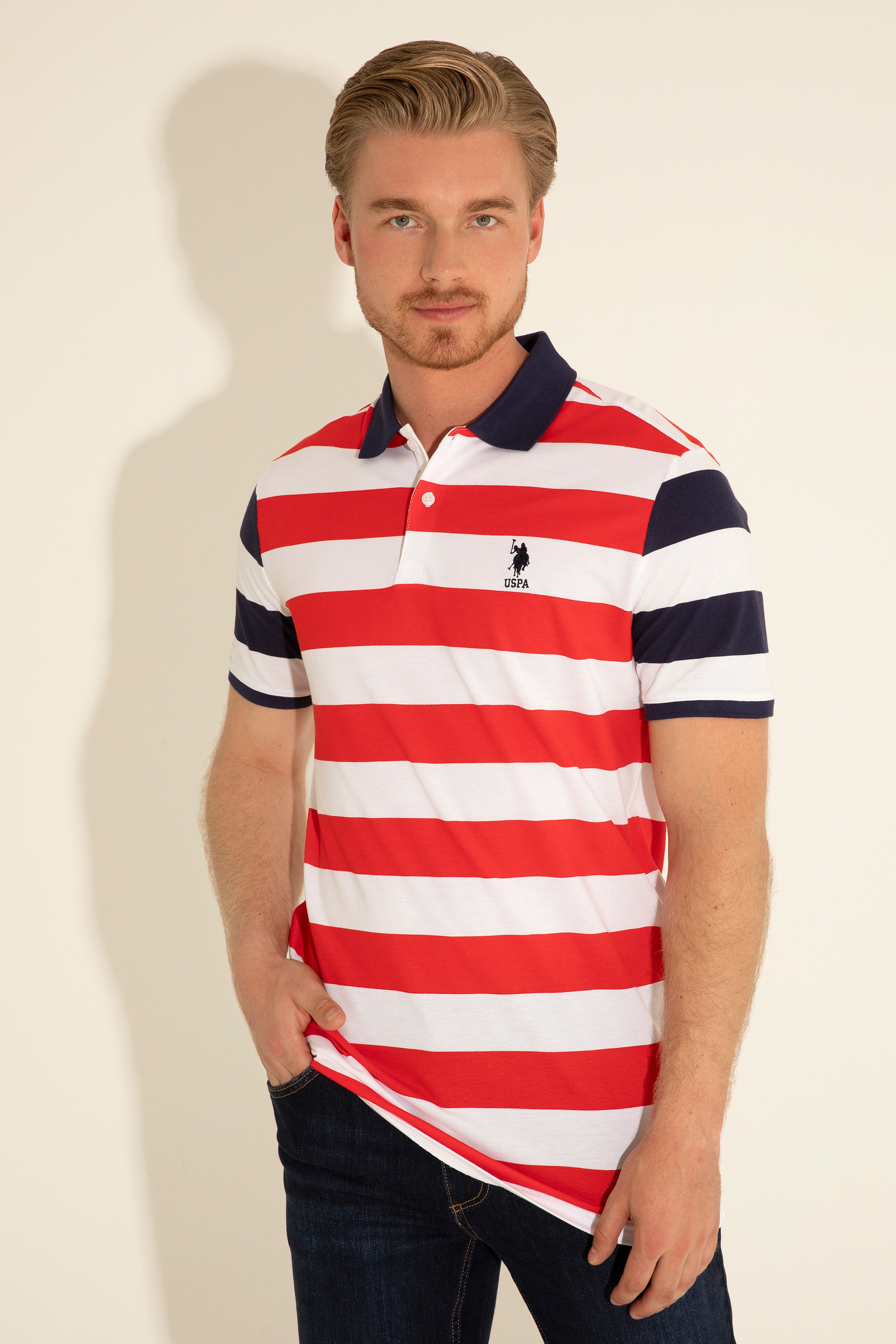 Erkek Regular Fit Polo Yaka Kırmızı Tişört