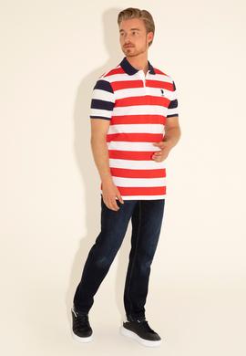 Erkek Regular Fit Polo Yaka Kırmızı Tişört - 50288489044