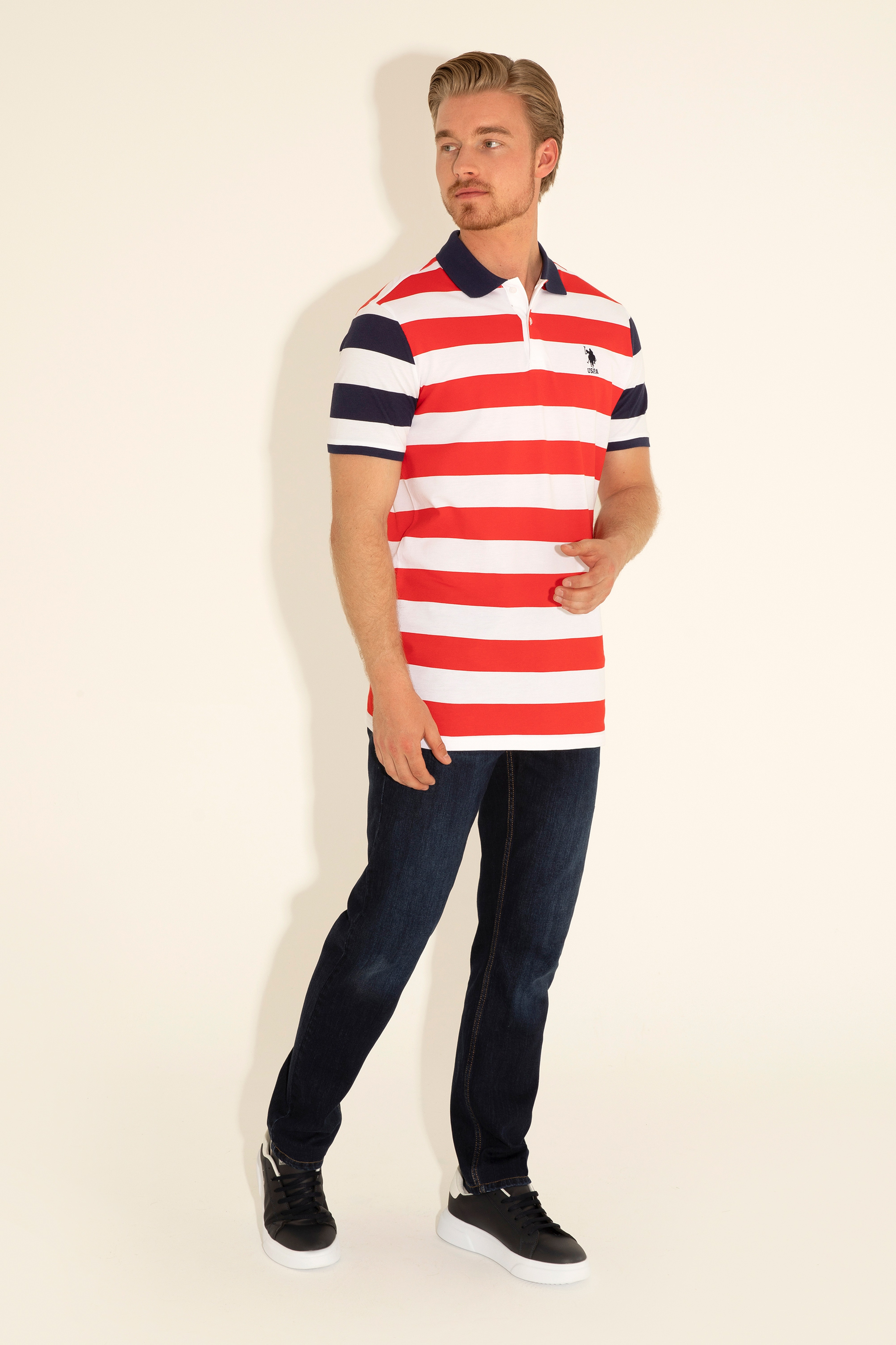 Erkek Regular Fit Polo Yaka Kırmızı Tişört