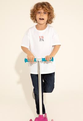 Erkek Çocuk Beyaz Oversize Bisiklet Yaka Tişört - 50289202103