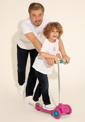 Erkek Çocuk Beyaz Oversize Bisiklet Yaka Tişört - 50289202103