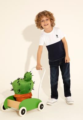 Erkek Çocuk Beyaz Bisiklet Yaka Tişört - 50284796010