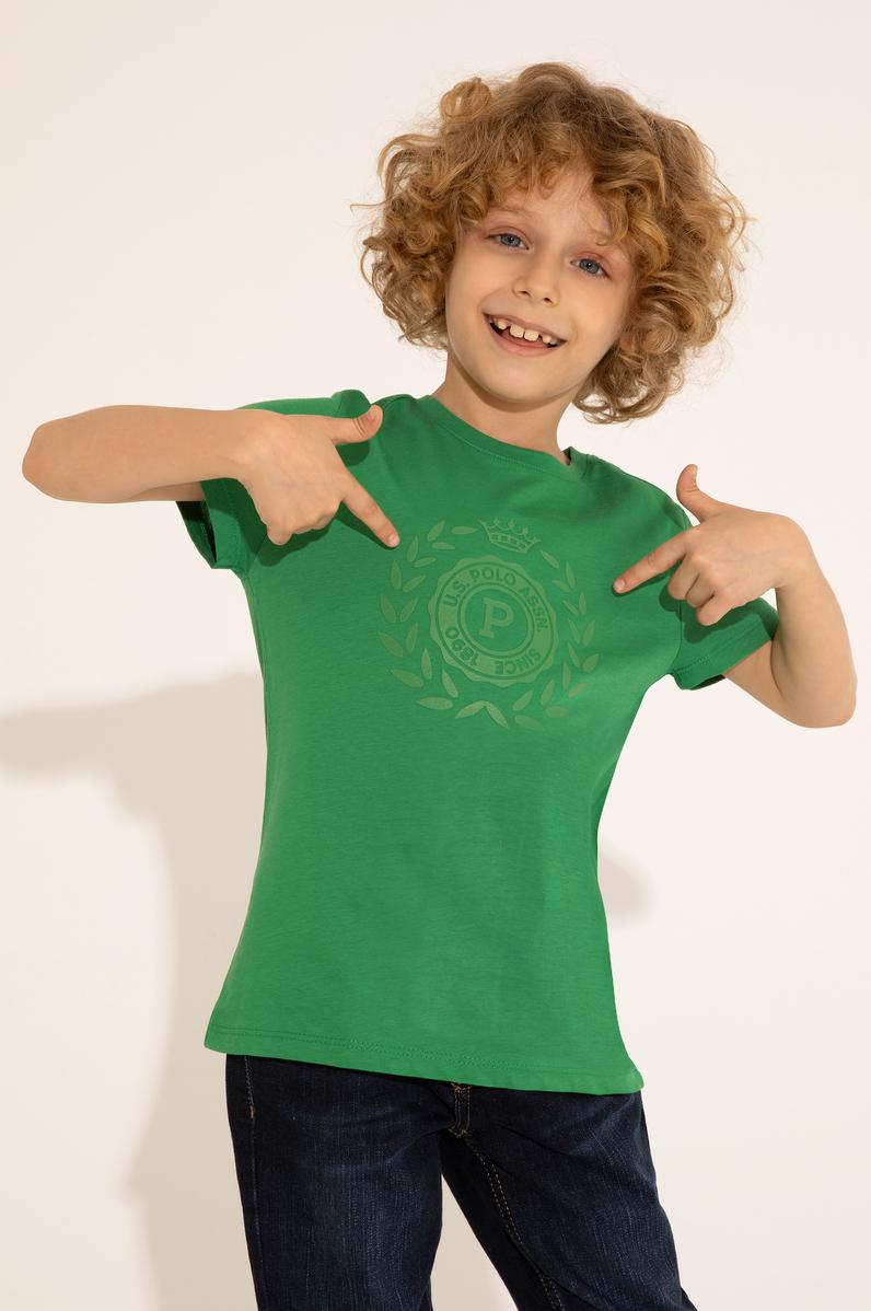 Erkek Çocuk Yeşil Bisiklet Yaka Tişört