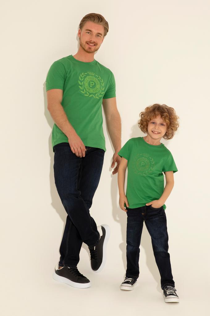 Erkek Çocuk Yeşil Bisiklet Yaka Tişört