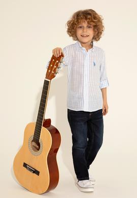 Erkek Çocuk Mavi Uzun Kollu Gömlek - 50288699013