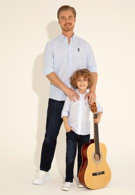 Erkek Çocuk Mavi Uzun Kollu Gömlek - 50288699013