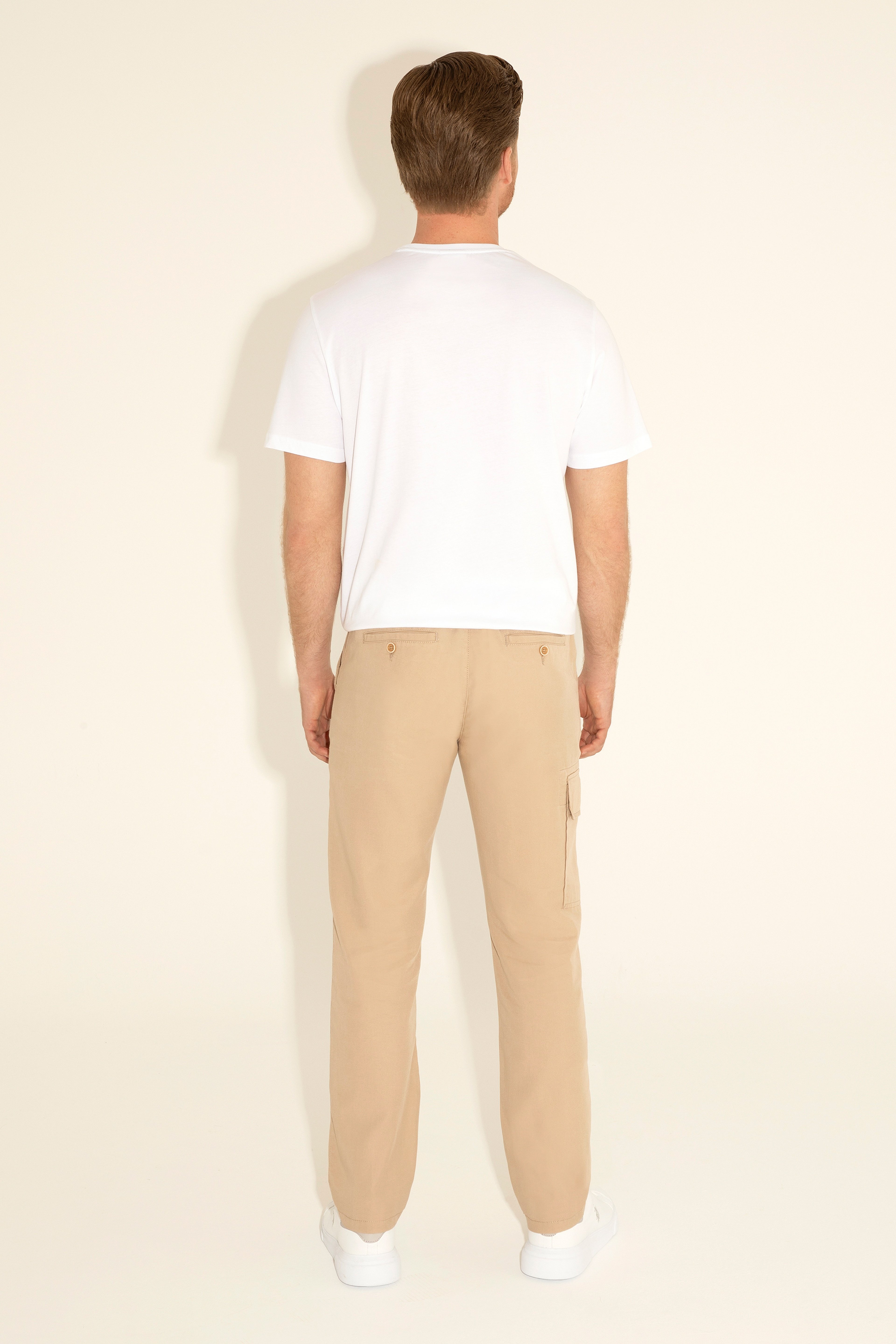 Erkek Regular Fit Kum Kanvas Pantolon - Image 4