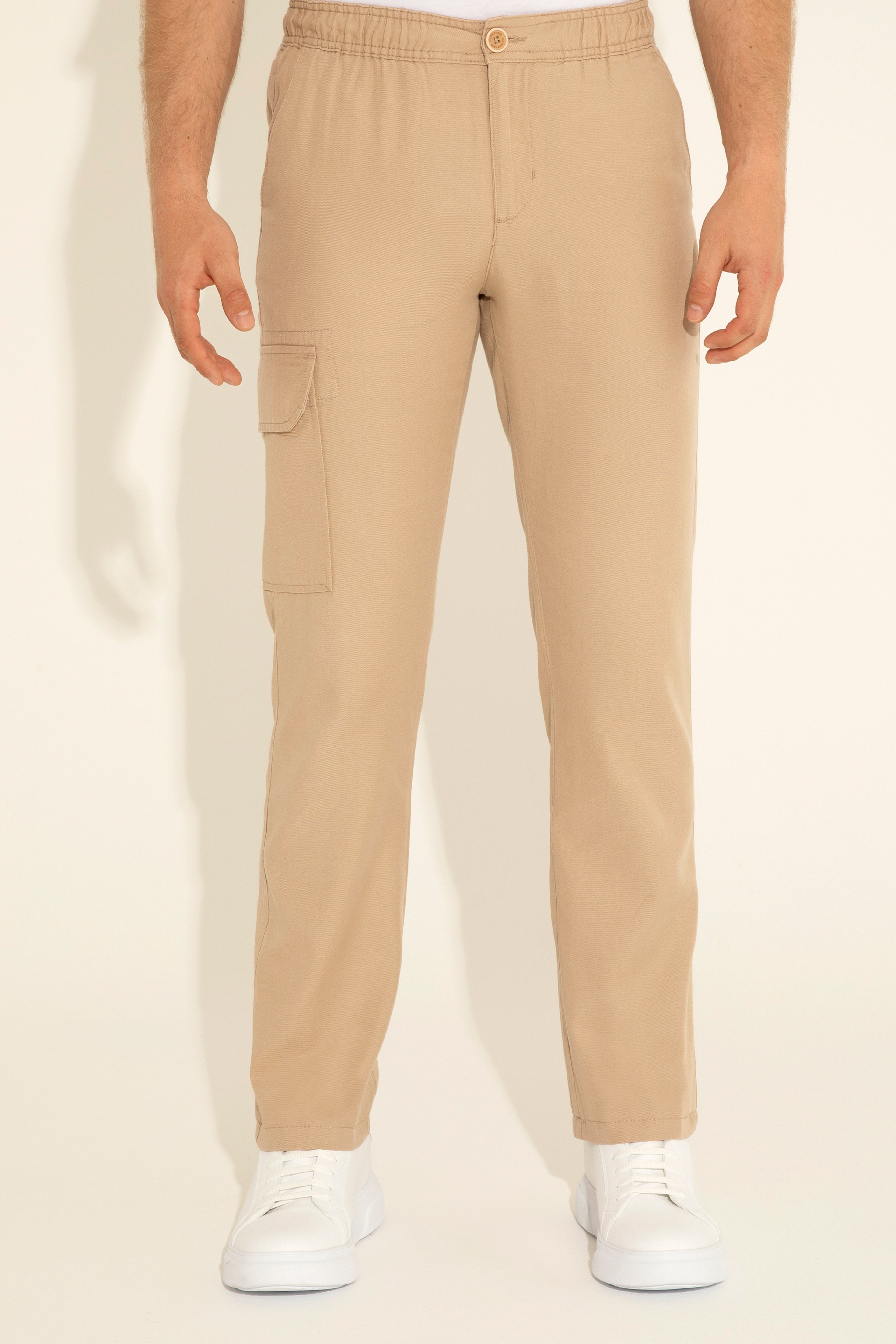 Erkek Regular Fit Kum Kanvas Pantolon - Image 3