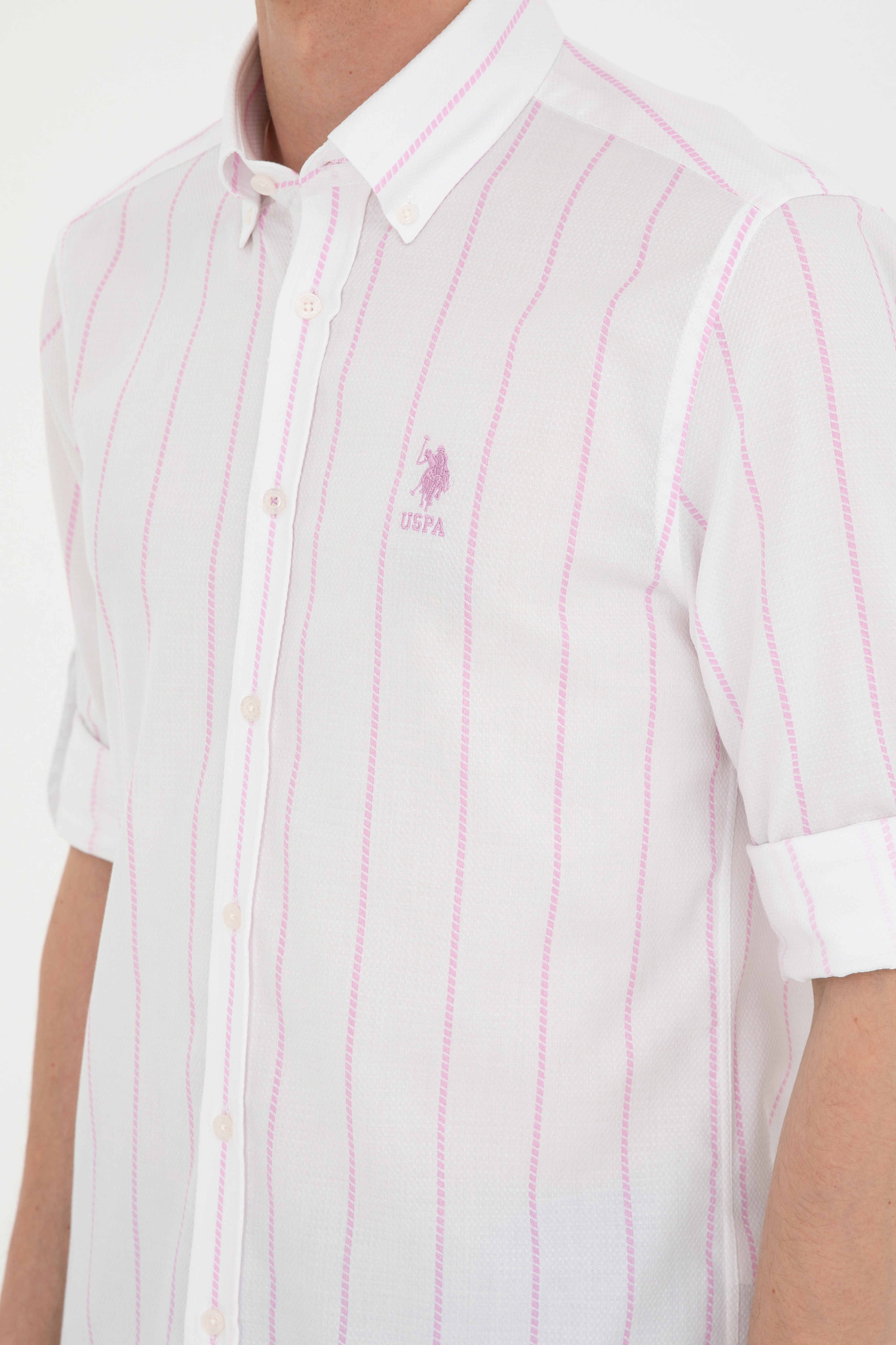 Erkek Pembe Uzun Kollu Gömlek - Image 7