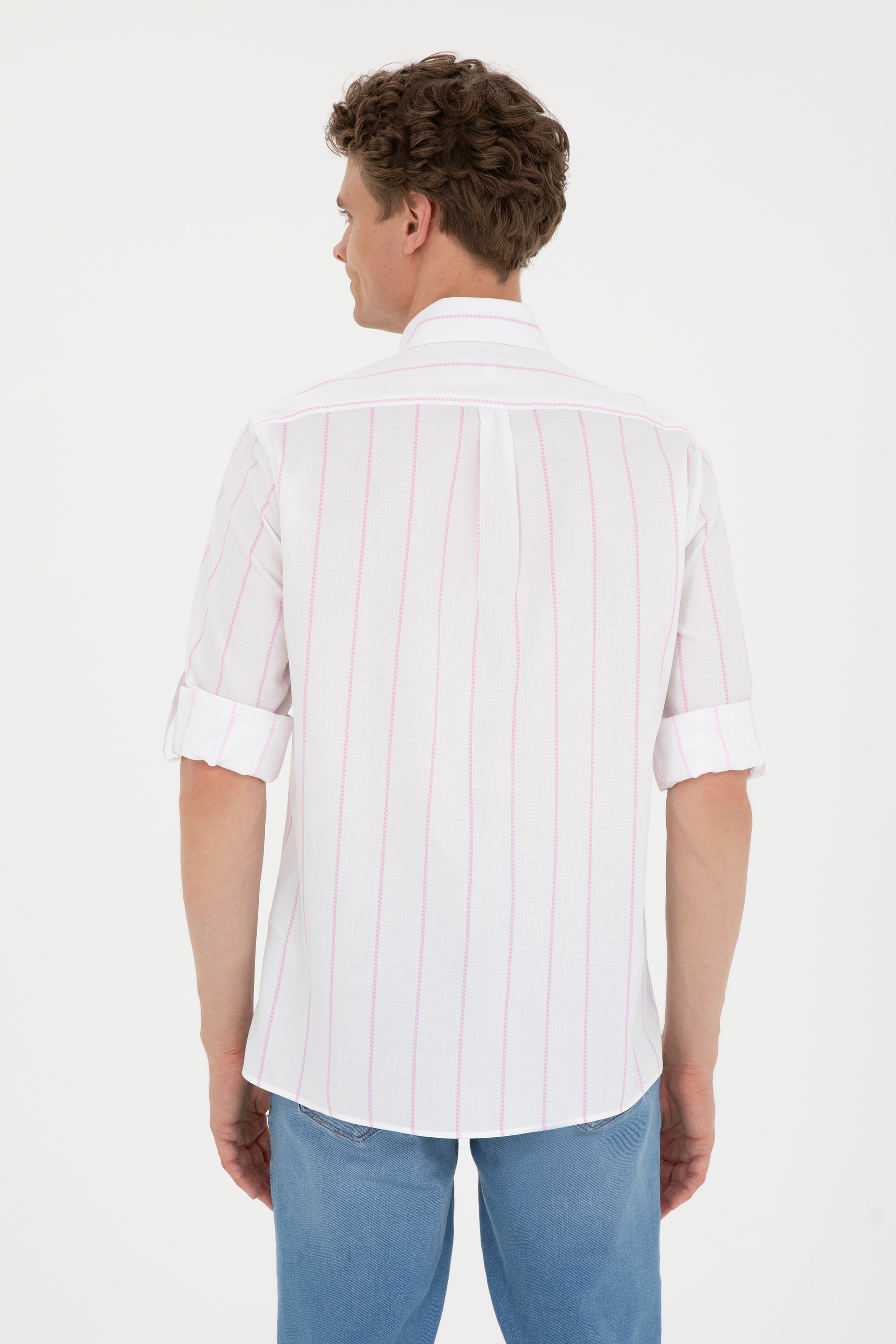 Erkek Pembe Uzun Kollu Gömlek - Image 5