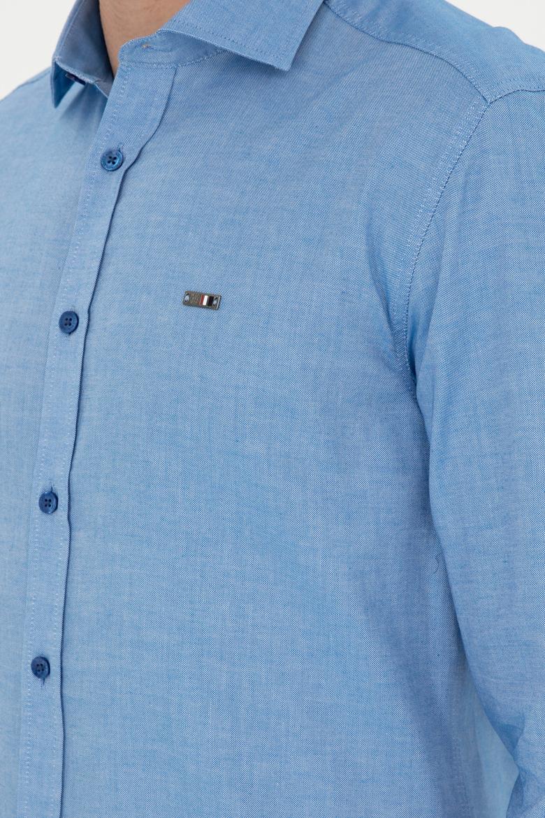 Erkek Saks Uzun Kollu Basic Gömlek - 50271279030