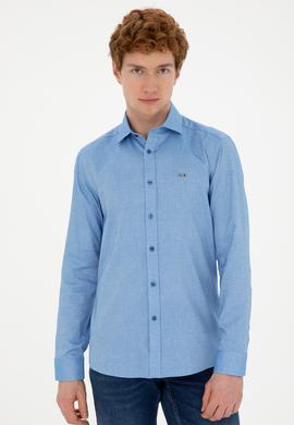 Erkek Saks Uzun Kollu Basic Gömlek - 50271279030