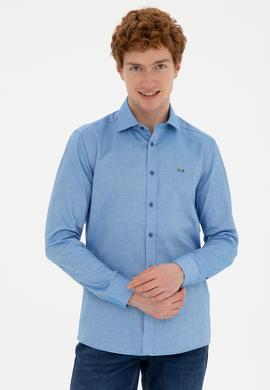 Erkek Saks Uzun Kollu Basic Gömlek - 50271279030