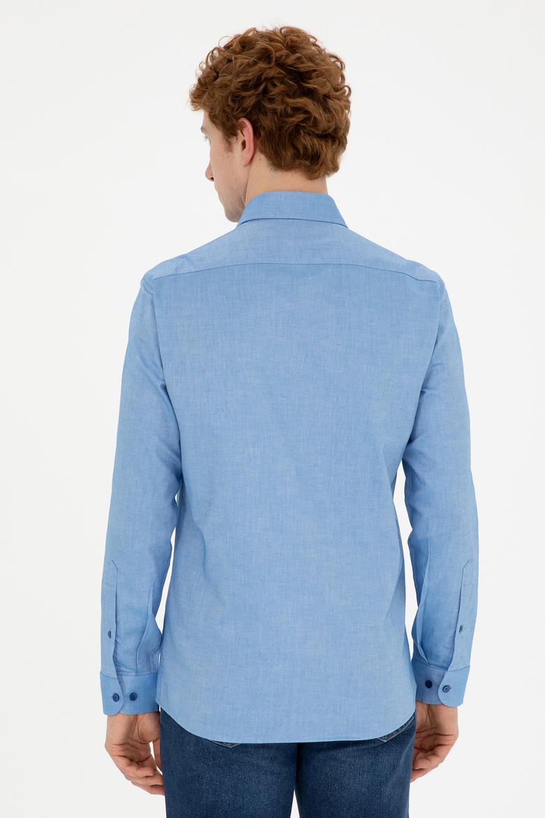 Erkek Saks Uzun Kollu Basic Gömlek - 50271279030