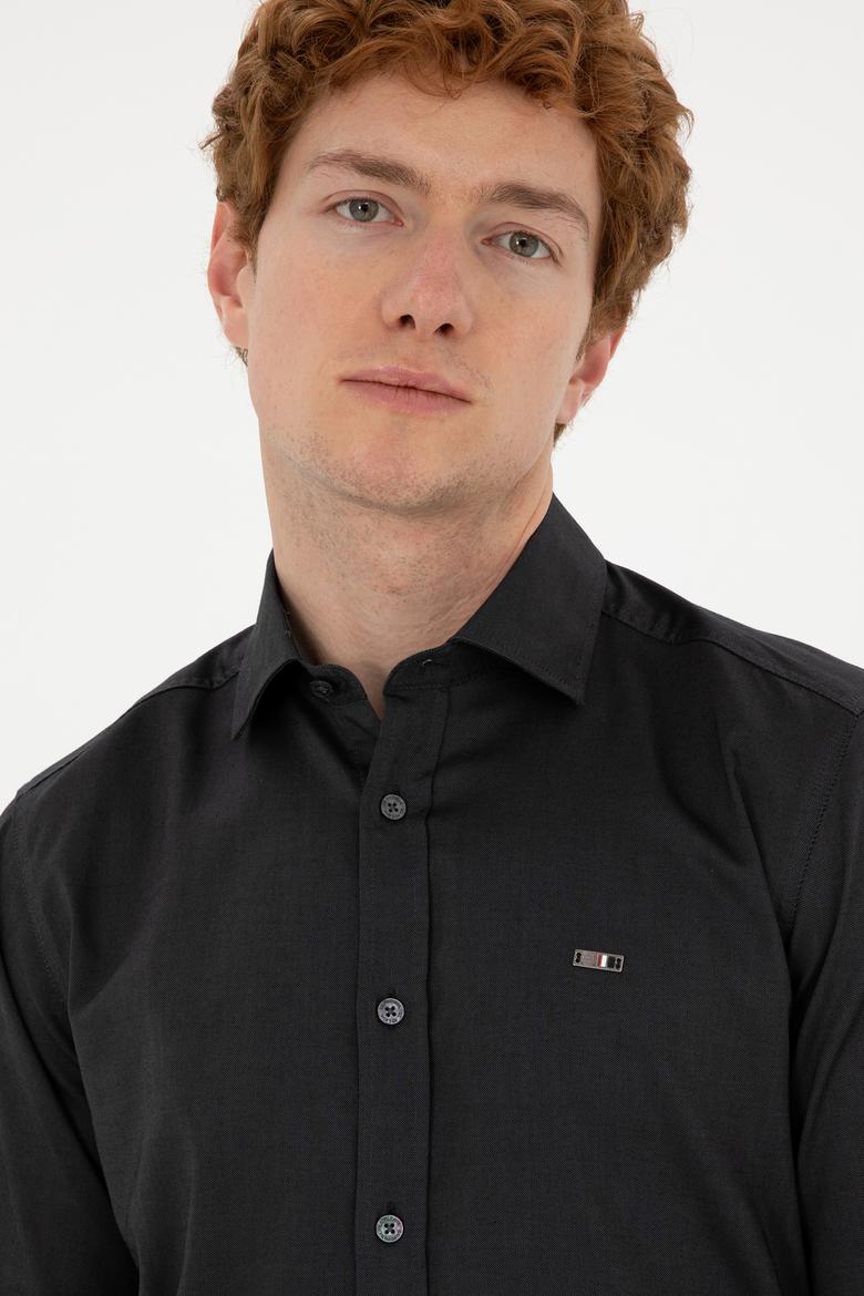 Erkek Antrasit Uzun Kollu Basic Gömlek - 50271279048