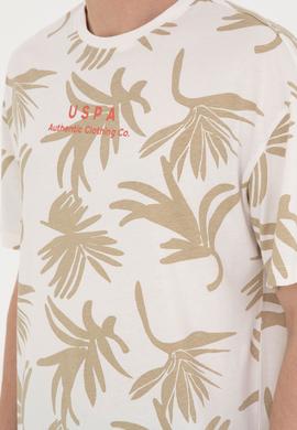 Erkek Comfort Fit Bisiklet Yaka Ekru Tişört - 50287067021