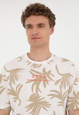 Erkek Comfort Fit Bisiklet Yaka Ekru Tişört - 50287067021