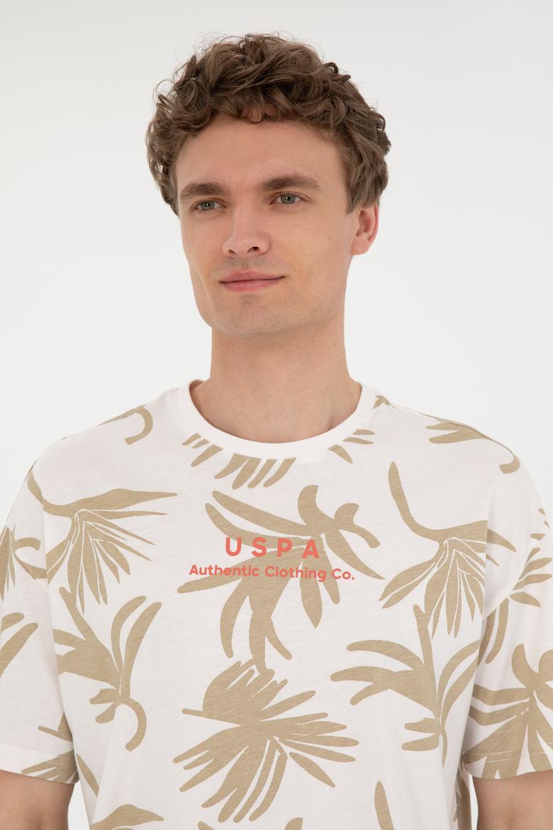 Erkek Comfort Fit Bisiklet Yaka Ekru Tişört - 50287067021