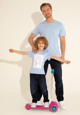 Erkek Çocuk Açık Mavi Bisiklet Yaka Tişört - 50288054009