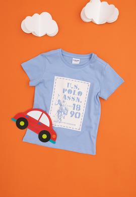 Erkek Çocuk Açık Mavi Bisiklet Yaka Tişört - 50288054009