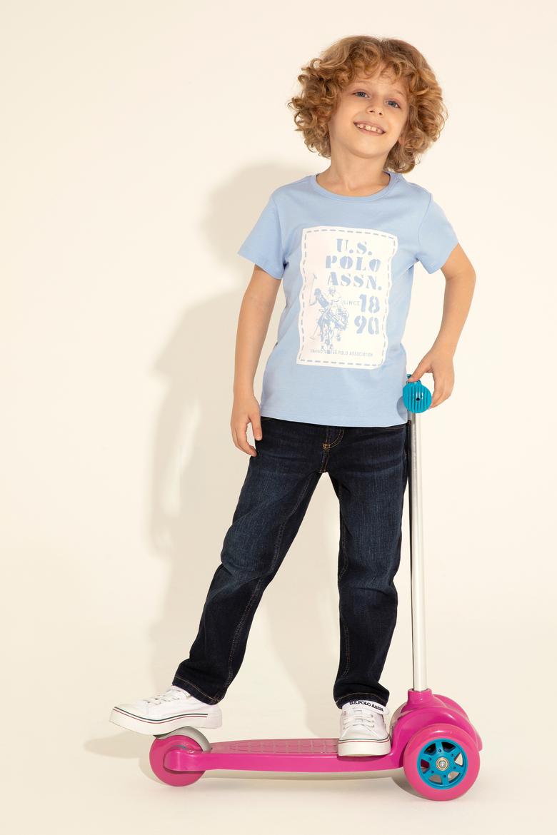 Erkek Çocuk Açık Mavi Bisiklet Yaka Tişört - 50288054009