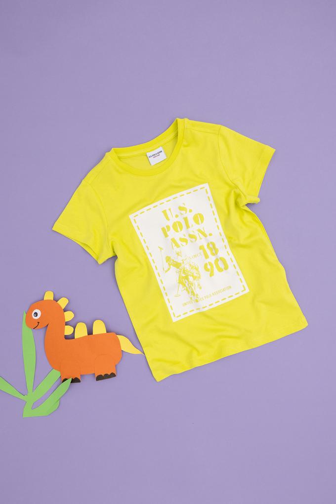 Erkek Çocuk Fıstık Yeşili Bisiklet Yaka Tişört