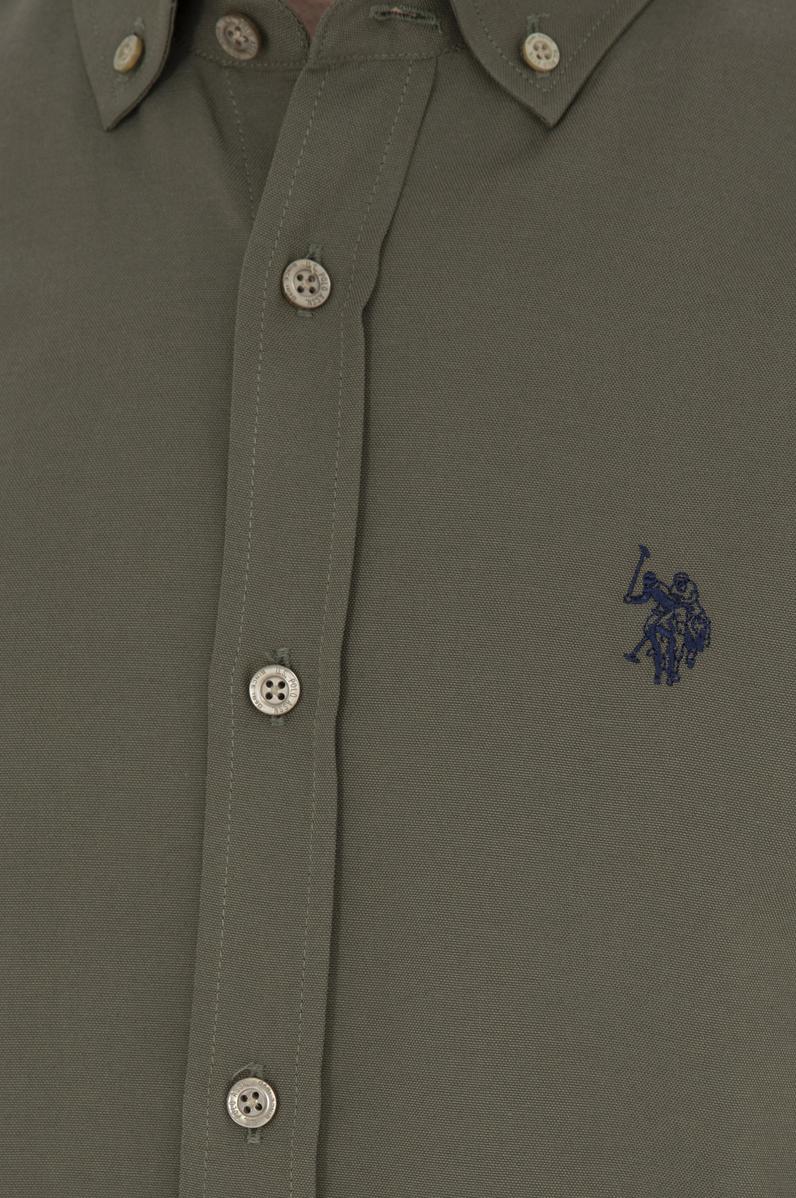 Erkek Haki Uzun Kollu Basic Gömlek