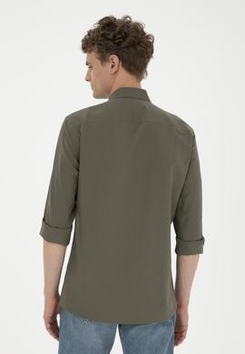 Erkek Haki Uzun Kollu Basic Gömlek - 50288629045