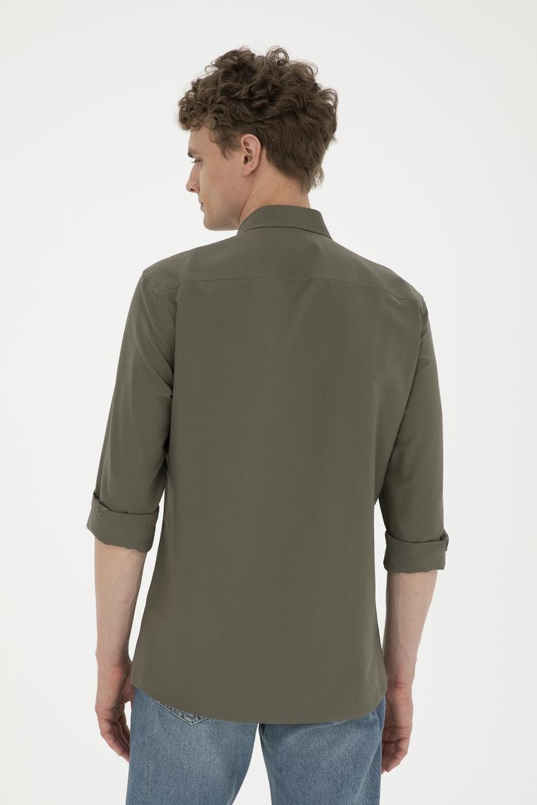 Erkek Haki Uzun Kollu Basic Gömlek - 50288629045