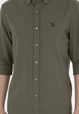 Erkek Haki Uzun Kollu Basic Gömlek - 50288629045