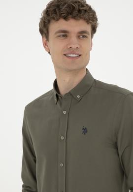 Erkek Haki Uzun Kollu Basic Gömlek - 50288629045