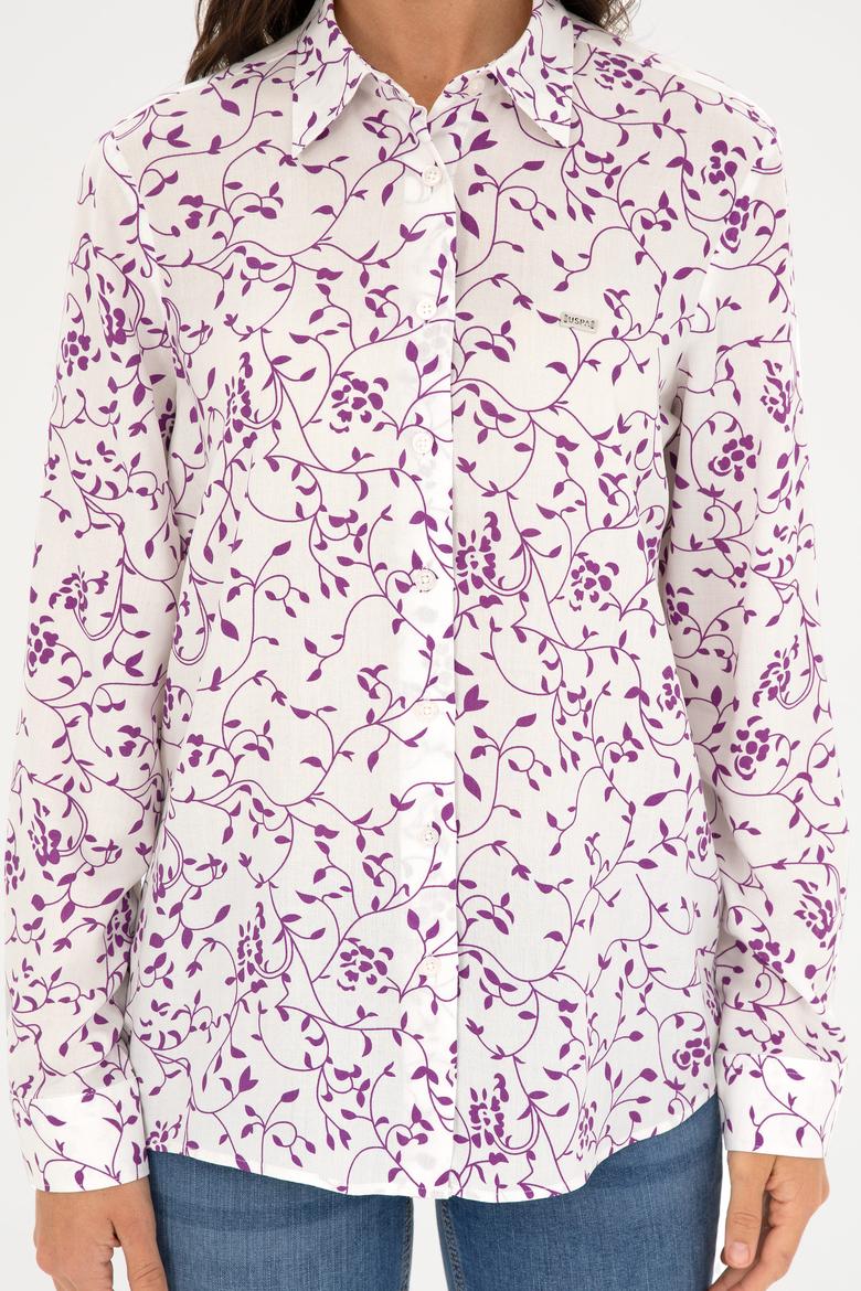 Kadın Mor Uzun Kollu Gömlek - 50289094004