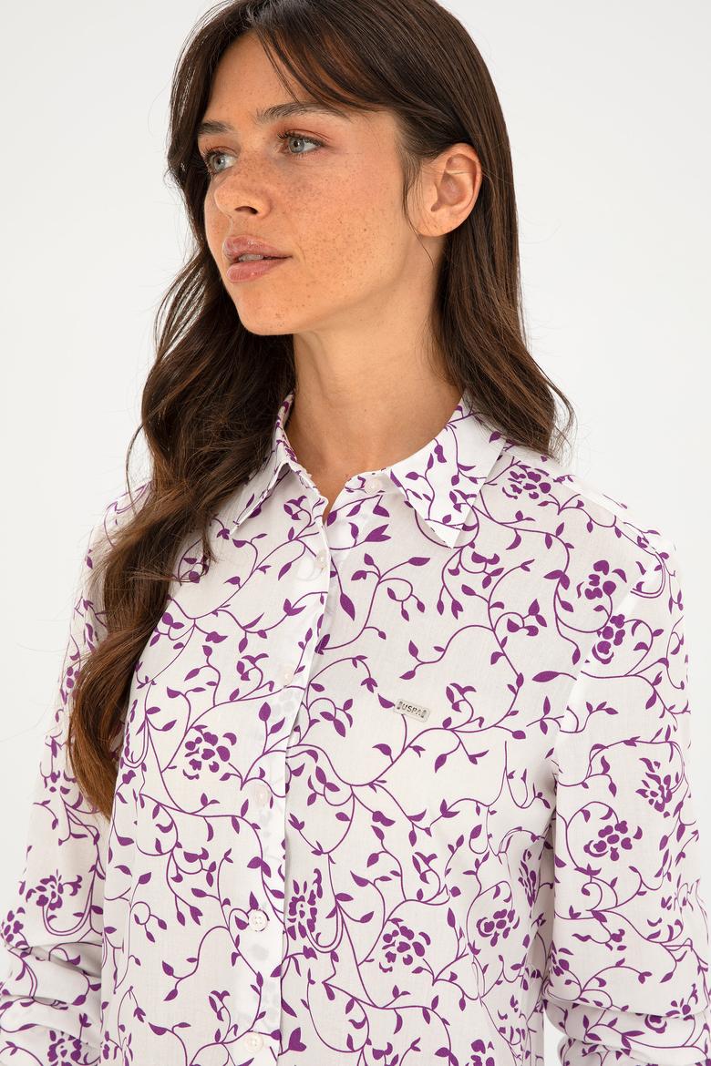 Kadın Mor Uzun Kollu Gömlek - 50289094004