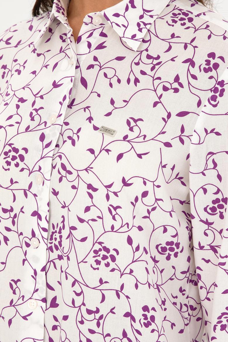 Kadın Mor Uzun Kollu Gömlek - 50289094004