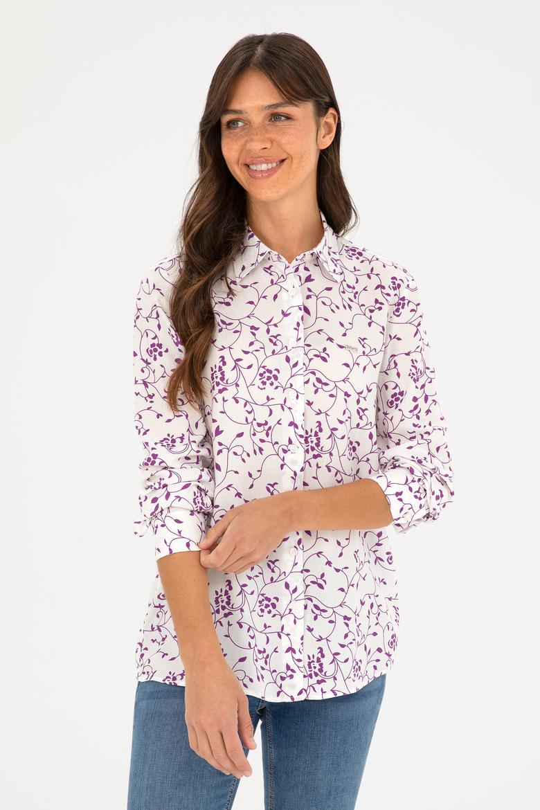 Kadın Mor Uzun Kollu Gömlek