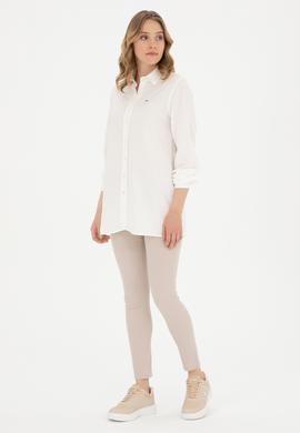 Kadın Ekru Uzun Kollu Gömlek - 50289147002