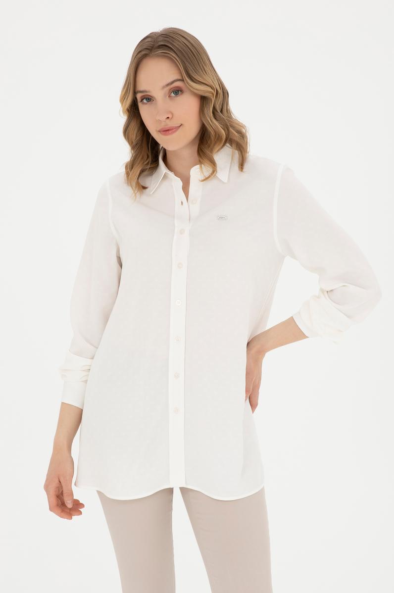Kadın Ekru Uzun Kollu Gömlek