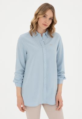 Kadın Açık Mavi Uzun Kollu Gömlek - 50289147013
