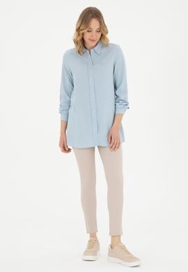 Kadın Açık Mavi Uzun Kollu Gömlek - 50289147013