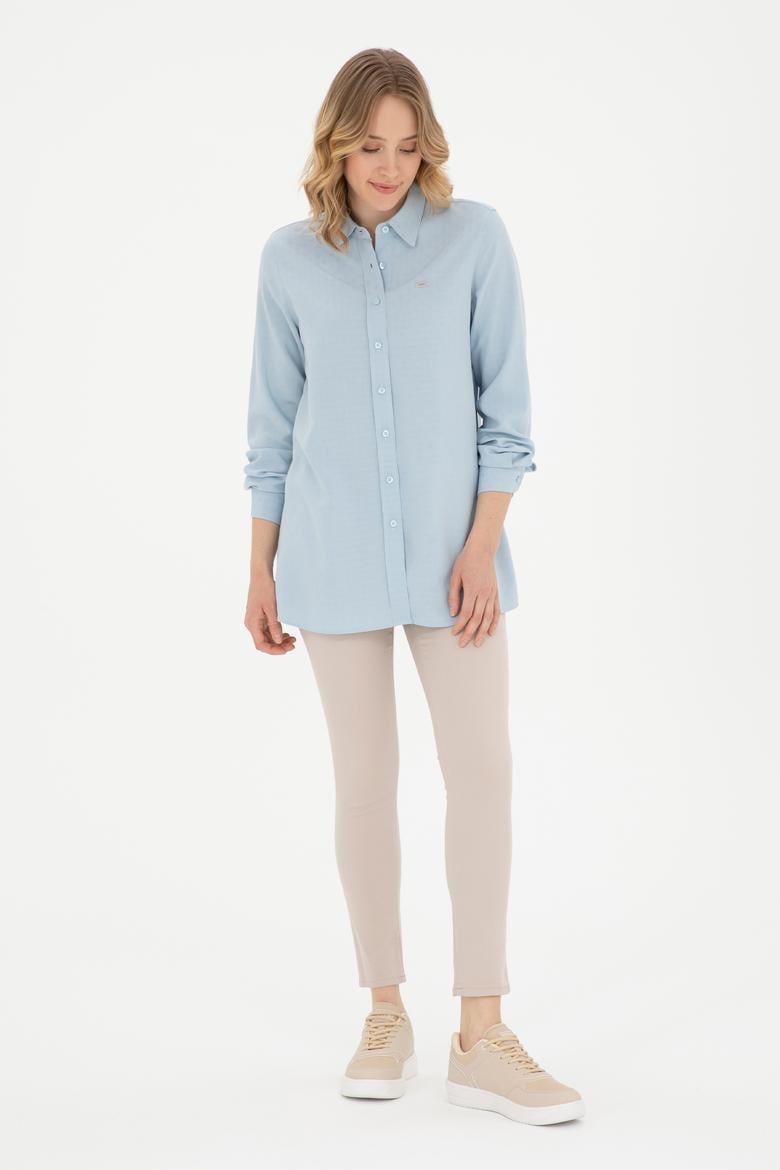 Kadın Açık Mavi Uzun Kollu Gömlek - 50289147013