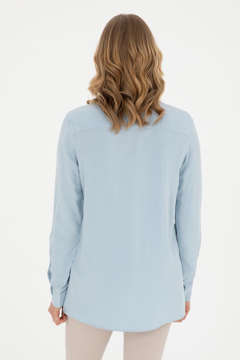 Kadın Açık Mavi Uzun Kollu Gömlek - 50289147013