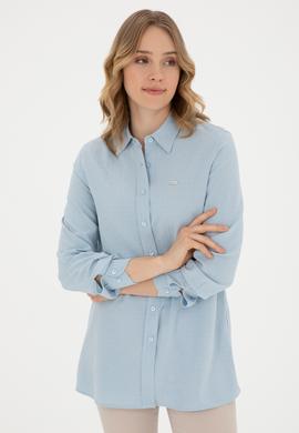 Kadın Açık Mavi Uzun Kollu Gömlek - 50289147013