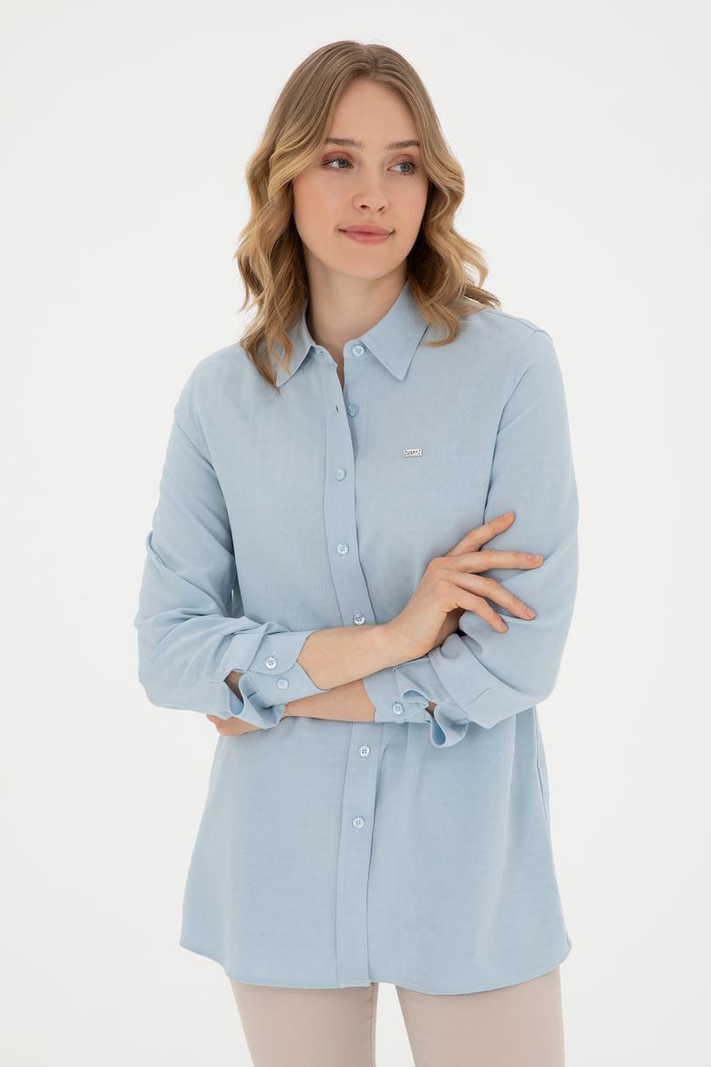 Kadın Açık Mavi Uzun Kollu Gömlek - 50289147013