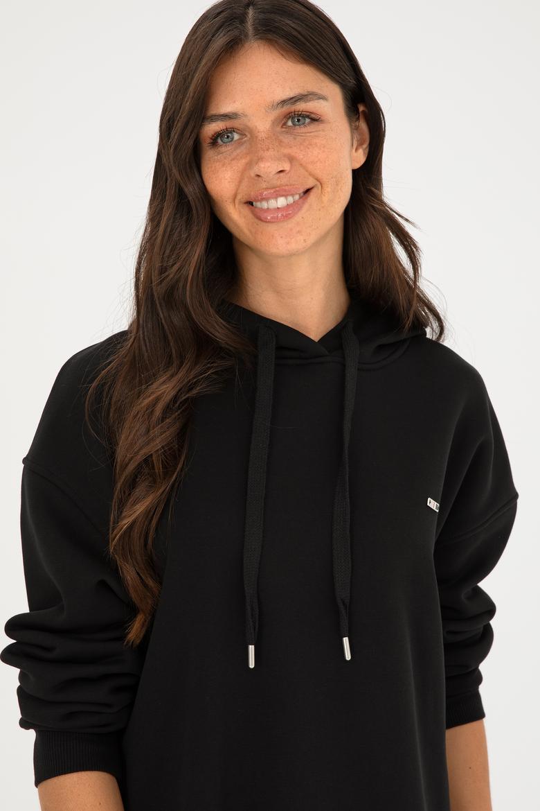 Kadın Siyah Kapüşonlu Sweatshirt - 50297078006